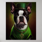 Boston Terrier Hund in St. Patrick's Day Dress Poster (Vorne)