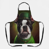 Boston Terrier Hund in St. Patrick's Day Dress Schürze (Vorderseite)