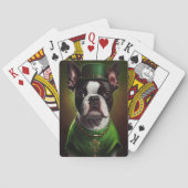 Boston Terrier Hund in St. Patrick's Day Dress Spielkarten (Rückseite)