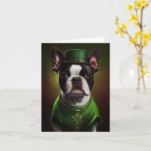 Boston Terrier Hund in St. Patrick's Day Kleid Karte