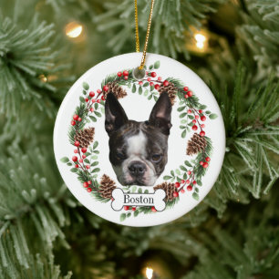 Boston Terrier Hund Keramik Ornament