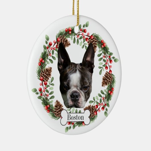 Boston Terrier Hund Keramik Ornament (Rechts)