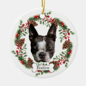 Boston Terrier Hund Keramik Ornament (Vorne)