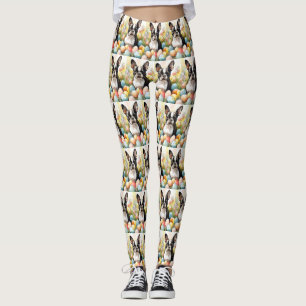 Boston Terrier Hund mit Ostereiern Feiertag Leggings