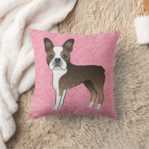 Boston Terrier Hund mit Tigerstreifen auf rosa Her Kissen