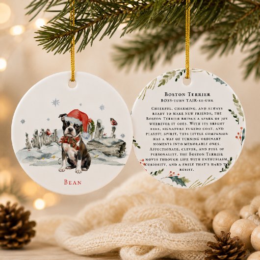 Boston Terrier-Hund-Monogramm Keramik Ornament
