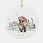 Boston Terrier-Hund-Monogramm Keramik Ornament (Vorne)