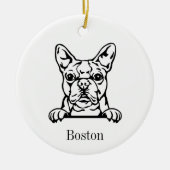 Boston Terrier Hund Personalisierte Tierverzierung Keramik Ornament (Vorne)