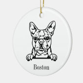Boston Terrier Hund Personalisierte Tierverzierung Keramik Ornament (Links)