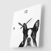 Boston Terrier Hund Quadratische Wanduhr (Winkel)