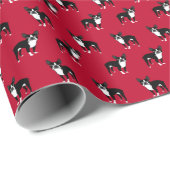 Boston Terrier Hund Roter Weihnachten Geschenkpapier (Rolleneckpunkt)