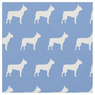 Boston Terrier Hund Silhouette Haustier Hellblau Stoff