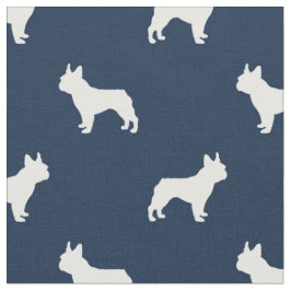 Boston Terrier Hund Silhouette Marine blau Stoff