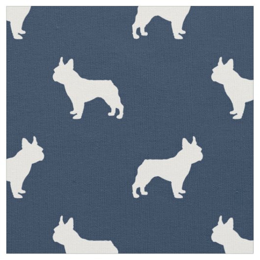 Boston Terrier Hund Silhouette Marine blau Stoff (Nahaufnahme)