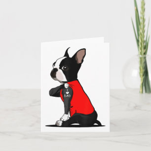 Boston Terrier Hund Tattoo Ich liebe Papa Lustige  Karte