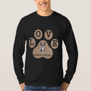 Boston Terrier Hund und Liebe unterschreiben Latte T-Shirt