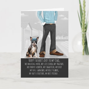 Boston Terrier Hund und Papa Lustiger Vatertag Feiertagskarte