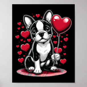 Boston Terrier Hund Valentinstag Hundebesitzer Val Poster