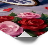 Boston Terrier Hund Valentinstag Poster (Ecke)