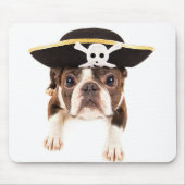 Boston Terrier Hund verkleidet als Piraten Mousepad (Vorne)