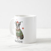Boston Terrier Hund Weihnachtspullover Kaffeetasse (Vorderseite Links)