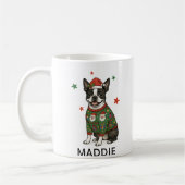 Boston Terrier Hund Weihnachtspullover Kaffeetasse (Links)
