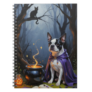 Boston Terrier Hund Whimsical Halloween-Malerei Notizblock