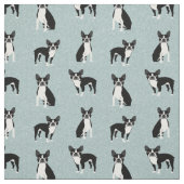 Boston Terrier Hunde hellblau Stoff (Muster)