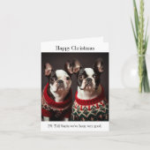 Boston Terrier Hunde in Weihnachtssüßen Karte (Vorderseite)