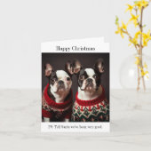 Boston Terrier Hunde in Weihnachtssüßen Karte (Gelbe Blume)