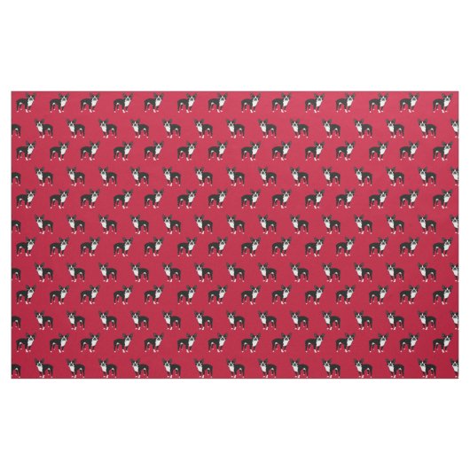 Boston Terrier Hunde Rot Stoff (Fat Quarter (45,7 x 55,9 cm))