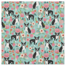 Boston Terrier Hunde Vintage Blumen Stoff