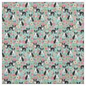 Boston Terrier Hunde Vintage Blumen Stoff (Muster)