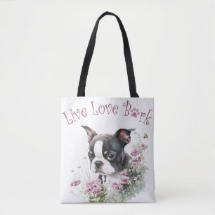 Boston Terrier Hundefrau Blumen Tasche