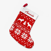 Boston-Terrier-HundeSilhouette-Muster-niedlicher Kleiner Weihnachtsstrumpf (Vorderansicht (hängend))