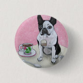 Boston-Terrier-Hundetee-Zeit-Party-Knopf Button (Vorderseite)