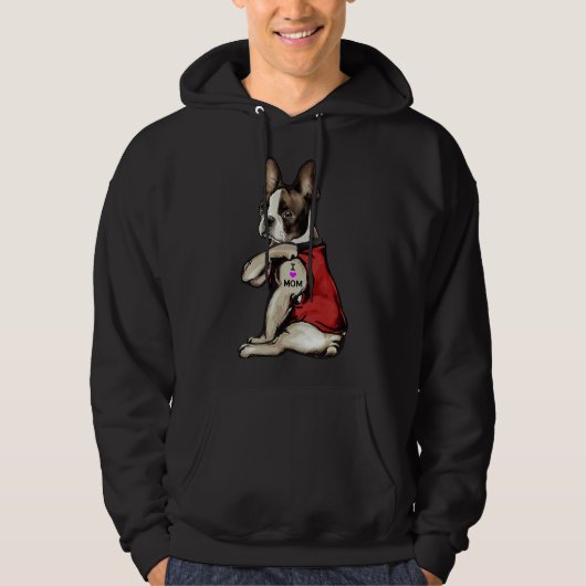 Boston Terrier I Liebe Mama Dog Gif Hoodie (Vorderseite)