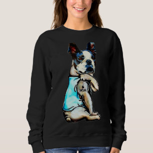 Boston Terrier I Liebe Mama Tattoo Dog Muttertag Sweatshirt