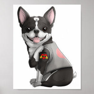 Boston Terrier I Liebe Mama Tattoo Hundeshirt Mütt Poster