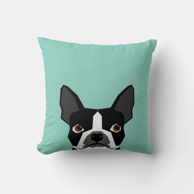 Boston Terrier - Illustration von Niedlichen Hunde Kissen (Vorderseite)