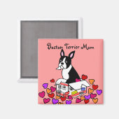 Boston Terrier im Box-Cartoon Magnet (Vorderseite/Rückseite)