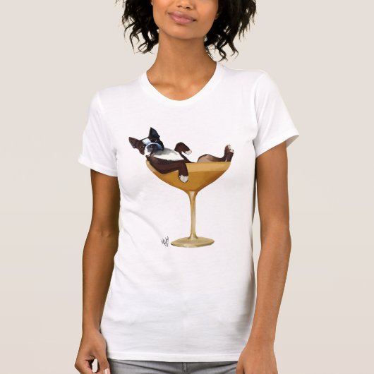 Boston Terrier im Cocktail-Glas 2 T-Shirt (Vorderseite)