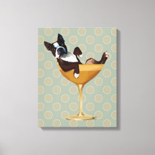 Boston Terrier im Cocktail-Glas Leinwanddruck