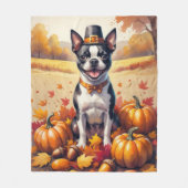 Boston Terrier im Herbst hinterlässt Erntedank Art Fleecedecke (Vorderseite)