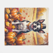 Boston Terrier im Herbst hinterlässt Erntedank Art Fleecedecke (Vorderseite (Horizontal))