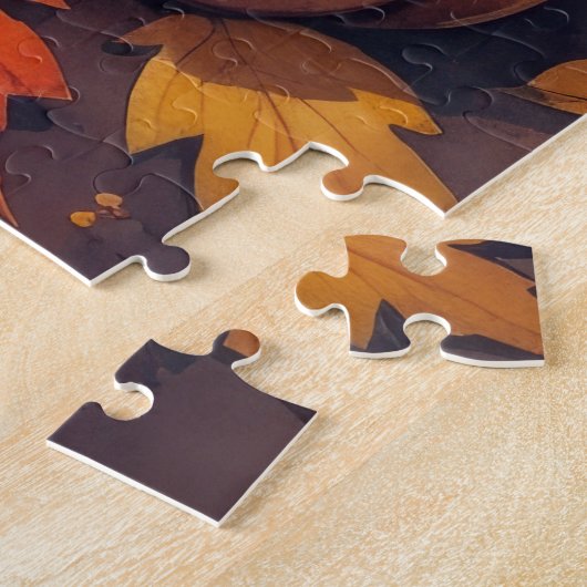 Boston Terrier im Herbst hinterlässt Erntedank Art Puzzle (Seite)