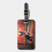 Boston Terrier im Herbst Leaves Fall Inspiriert Gepäckanhänger (Vorderseite vertikal)