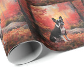 Boston Terrier im Herbst Leaves Fall Inspiriert Geschenkpapier (Rolleneckpunkt)