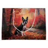 Boston Terrier im Herbst Leaves Fall Inspiriert Große Geschenktüte (Vorderseite)