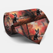 Boston Terrier im Herbst Leaves Fall Inspiriert Krawatte (Gerollt)